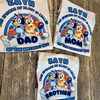 Custom Blue Dog Birthday Boy Family Matching Shirt