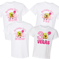 Spongebob Family Matching Birthday Shirt - Pink