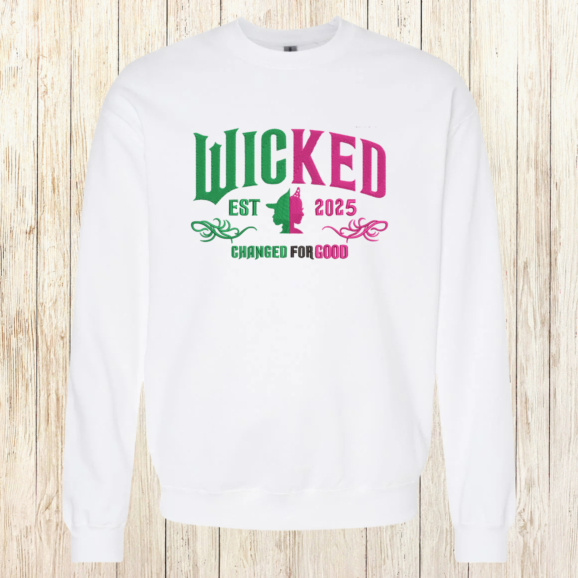 Wicked Changed For Good Embroidery Design, Wicked Musical Inspired Embroidery Sweatshirt Noahs Ark Box