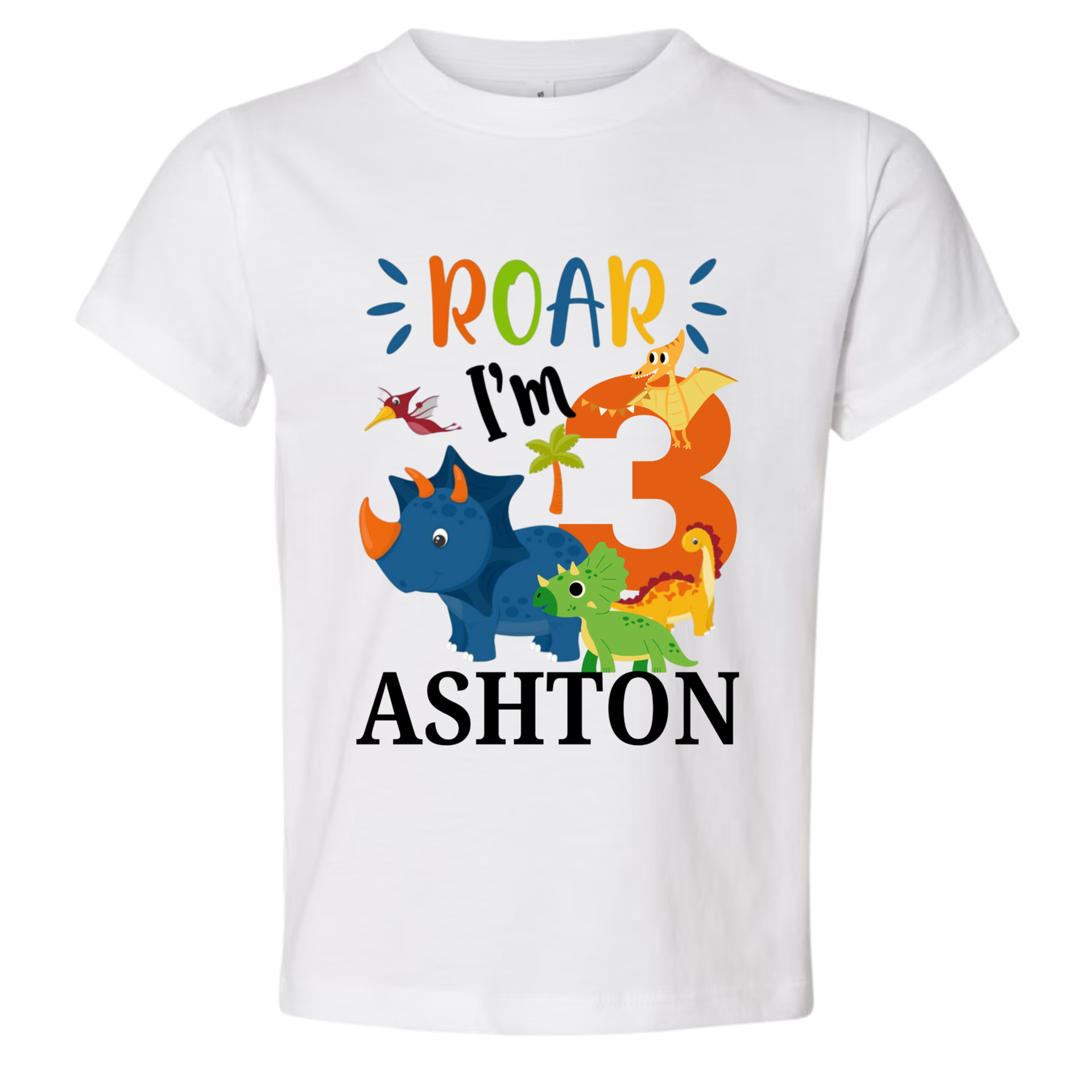 Personalized Dinosaur Birthday Boy Shirt Custom Dino Party Tee