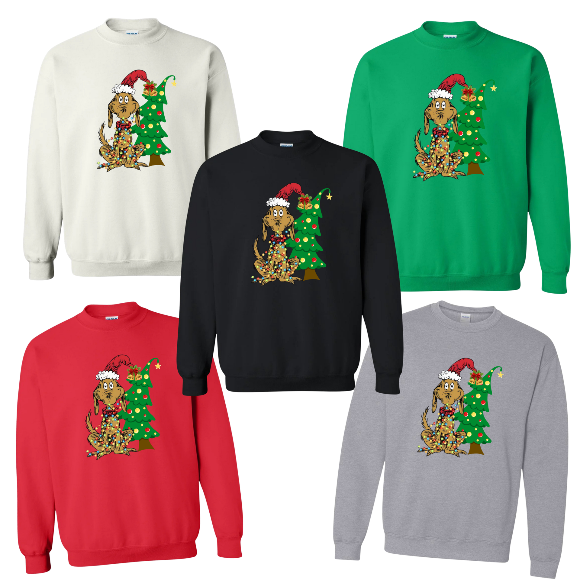 Whimsical Christmas Tree Sweatshirt, With Dog Max Whoville Tree Shirt, Whimsical Green Star Tree Shirt, Holiday Women Shirt, Christmas Party