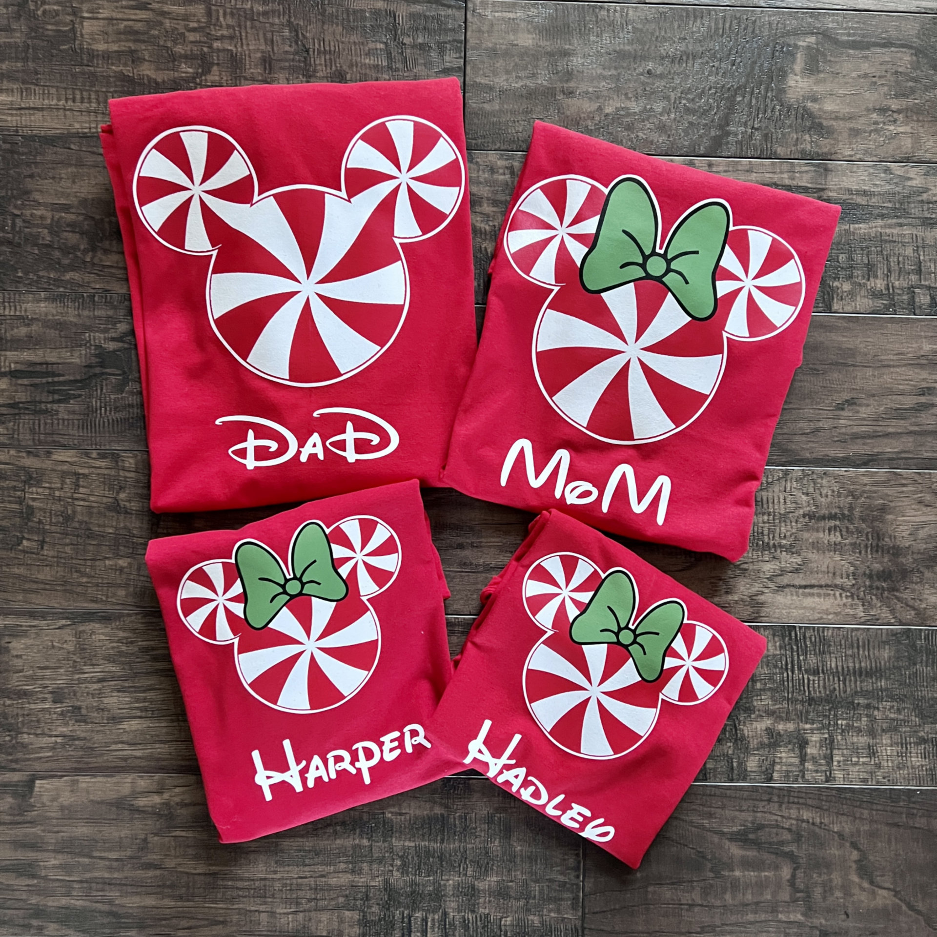 Disney Peppermint Christmas Family Mickey and Minnie Custom T-Shirts