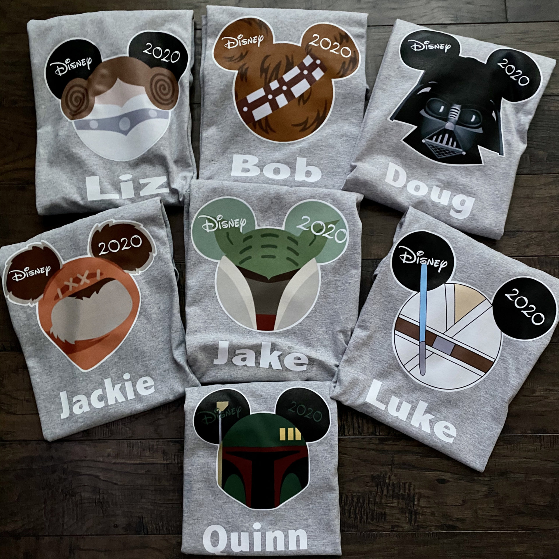 Disney Mickey and Minnie STAR WARs Family T-Shirts With White trim