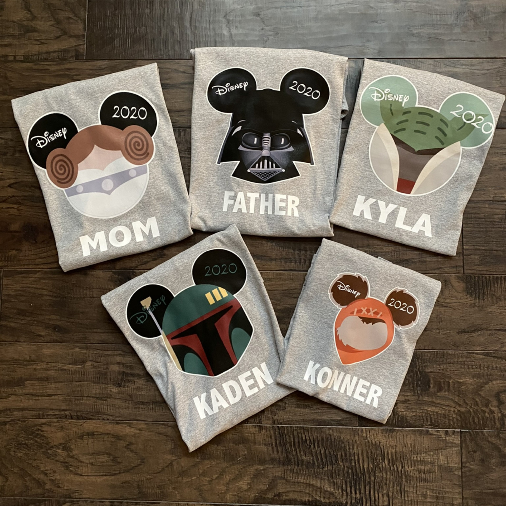 Disney Mickey and Minnie STAR WARs Family T-Shirts With White trim