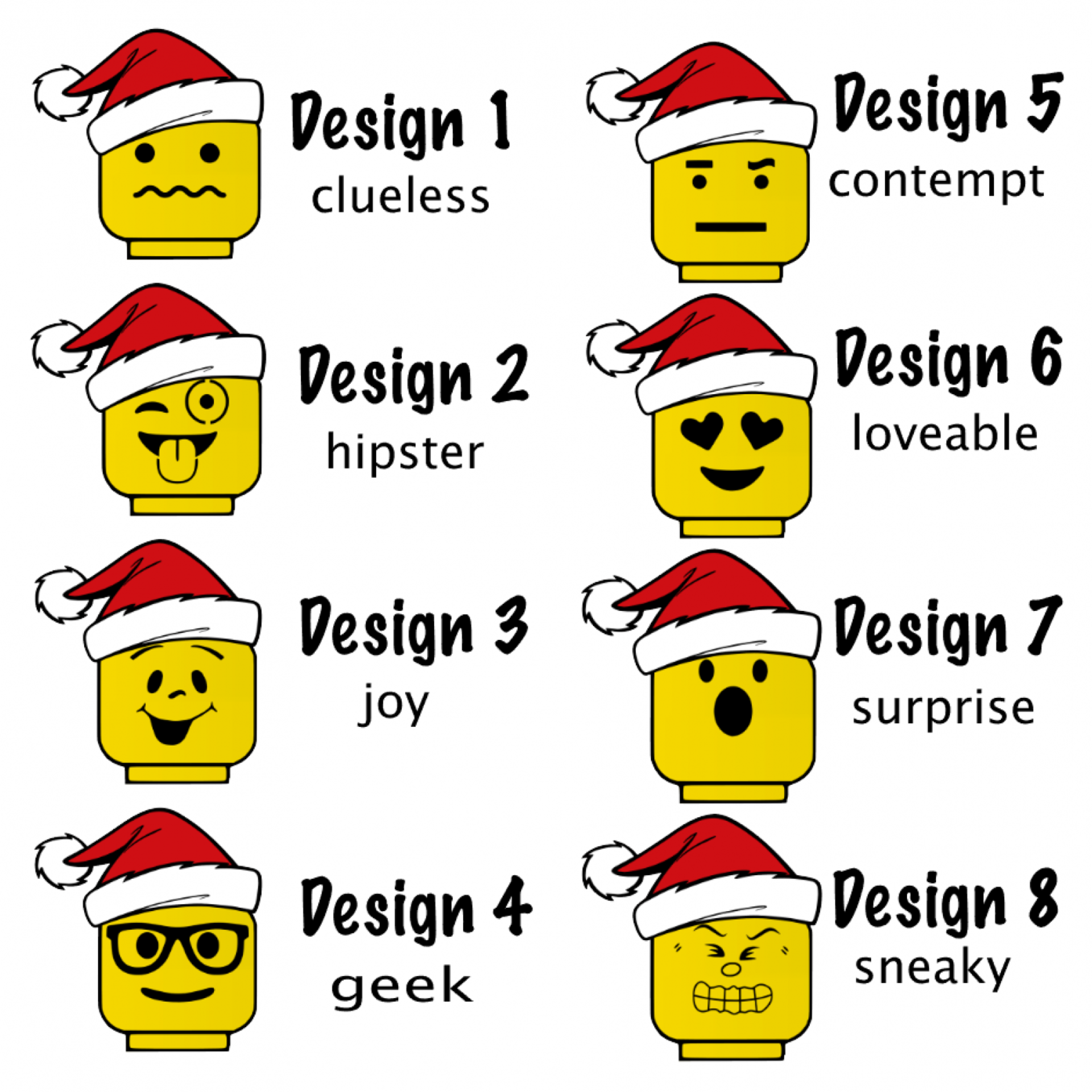 Santa Hat Lego Personalized Family Shirts with Facial Expression Legoland T-Shirts