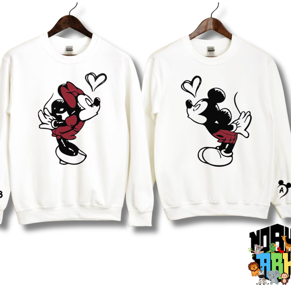 Custom Lover Mickey and Minnie Matching Couple Sweatshirt - Noahs Ark Box