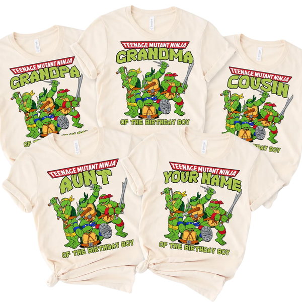 Turtles Birthday Family Matching T-shirt, Custom Turtle Birthday Party T-shirt,Turtles Matching T-shirt,Movie Toddler Tee, Green Turtles Tee