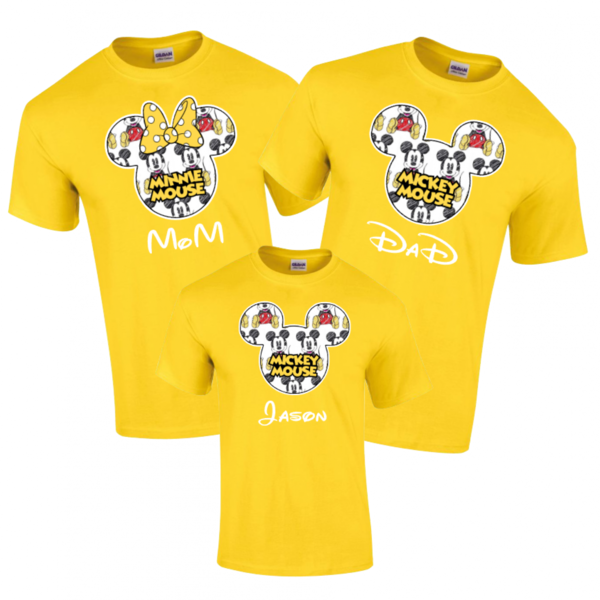 Custom Disney Family Crayon Mickey Sketch and Friends T-Shirt